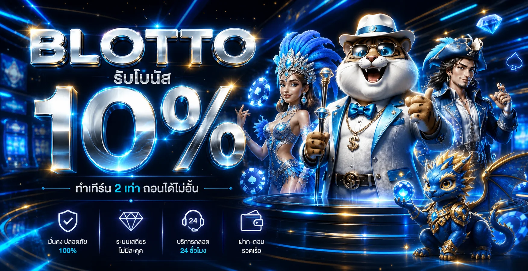 แบนเนอร์ BLOTTO หวย สล็อต และคาสิโนออนไลน์